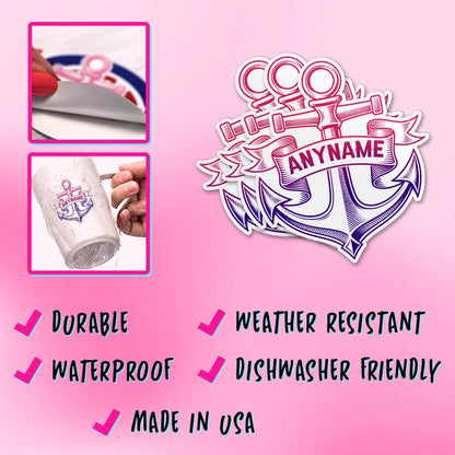 Custom nautical anchor sticker with a name – view 6
