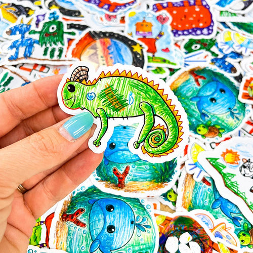 Kids Art as sticker, kids art display