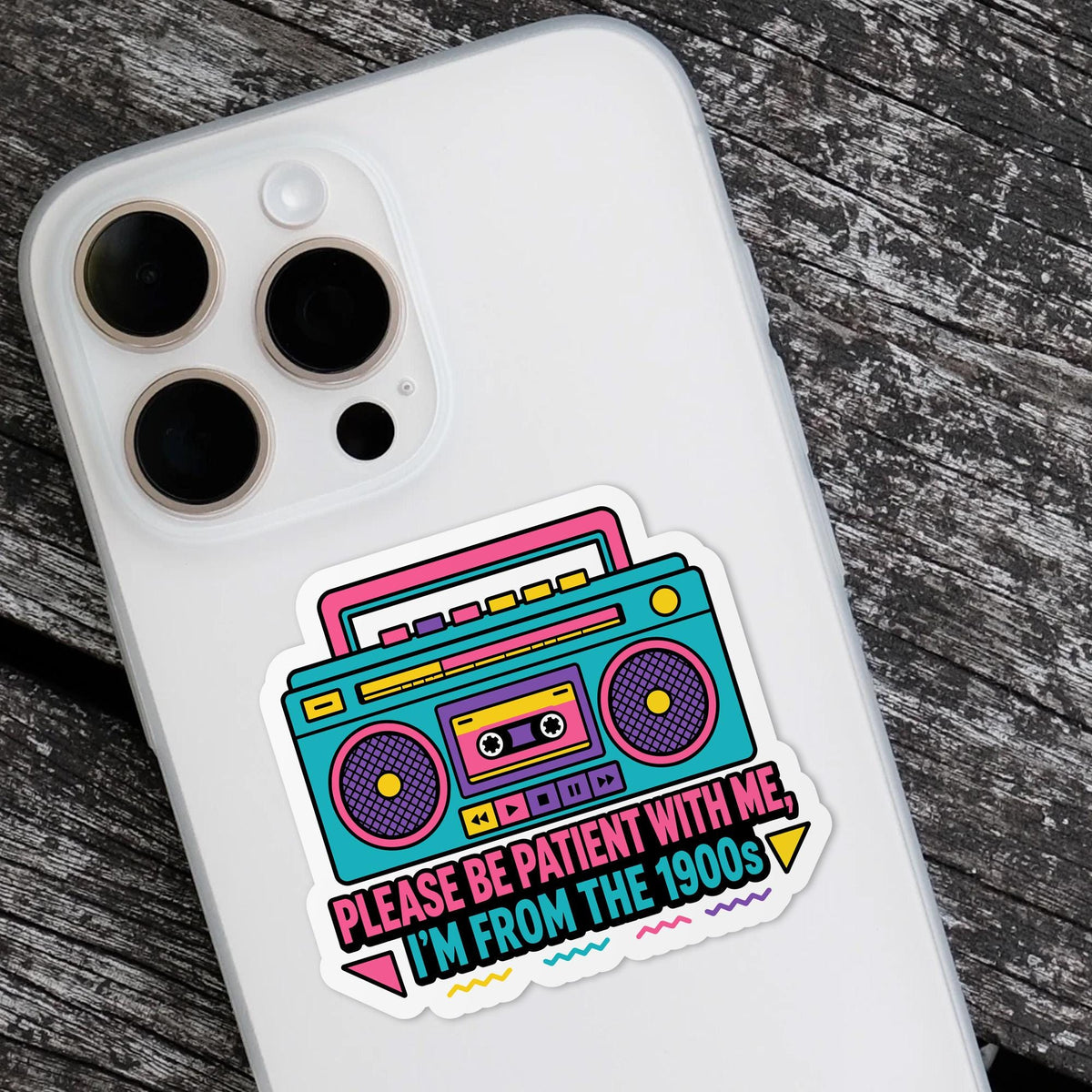 Funny 90s Boombox sticker, please be patient with me – view 4