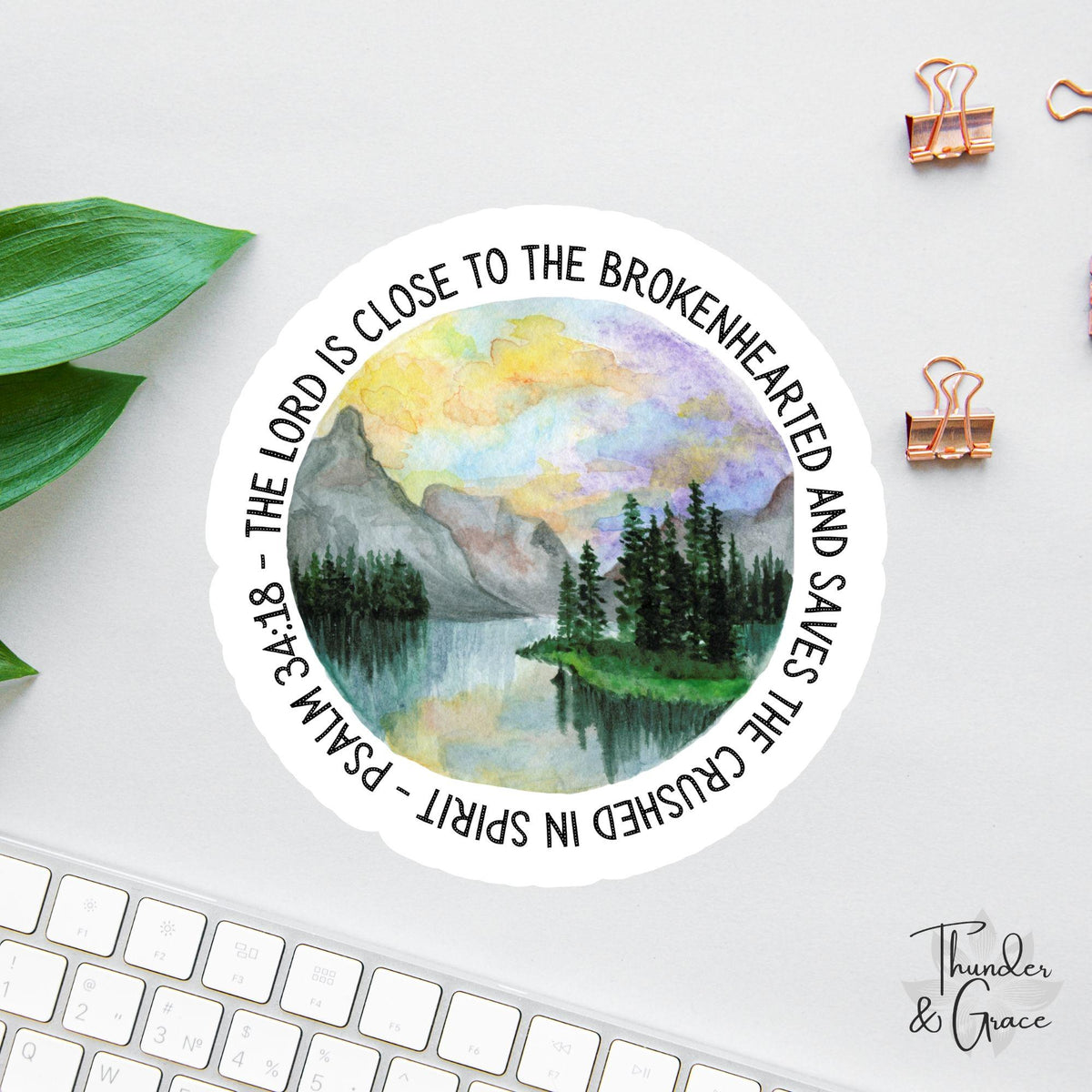 The Lord Is Close to the Brokenhearted sticker, stormy mountain waters