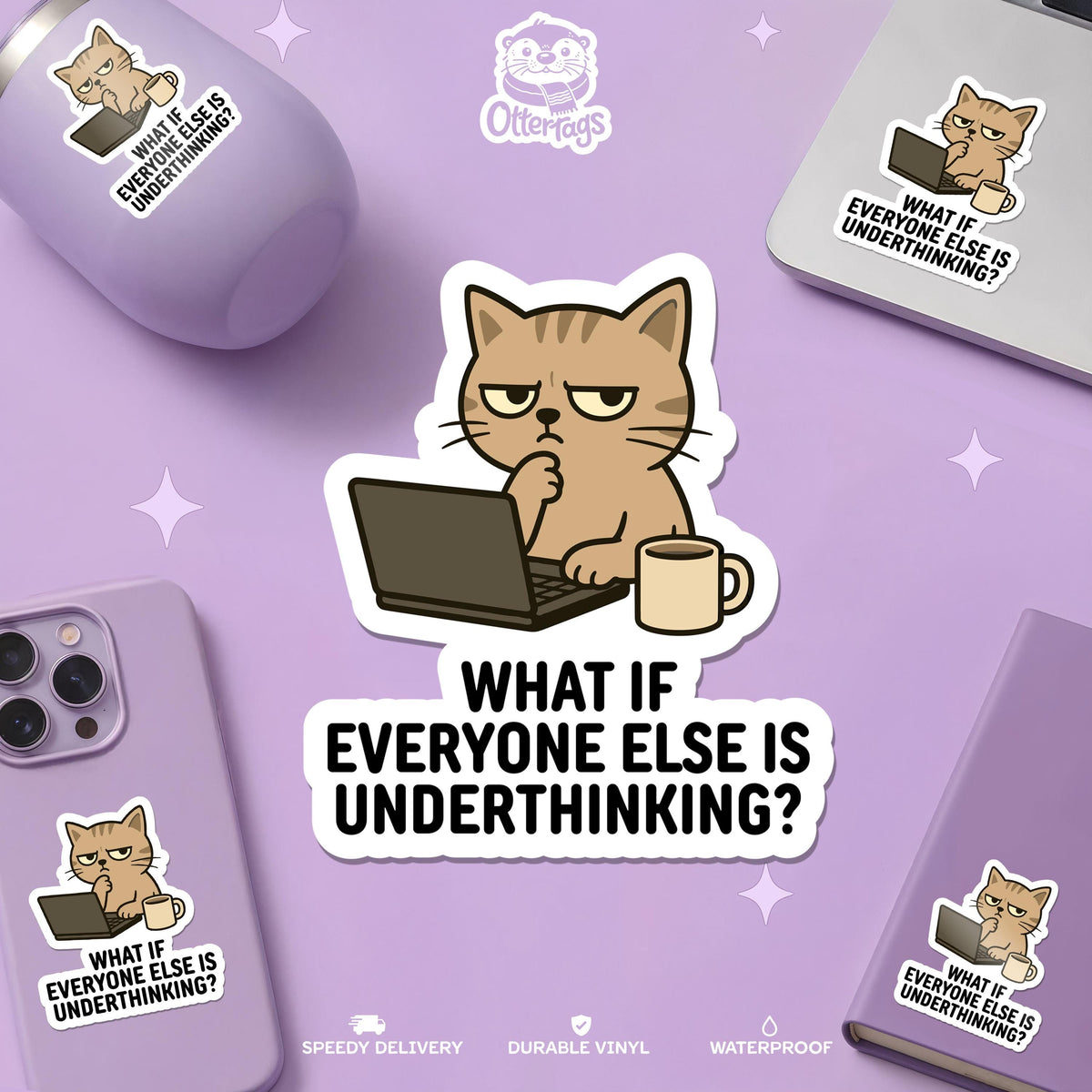 Funny Overthinking Cat sticker
