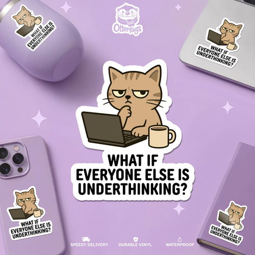 Funny Overthinking Cat sticker