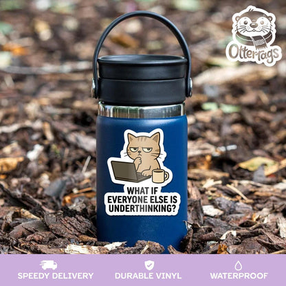 Funny Overthinking Cat sticker – view 3