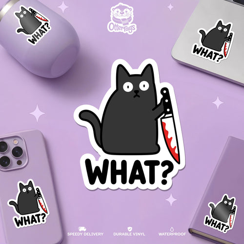 Funny Black Cat sticker, halloween lovers and sarcastic cat people