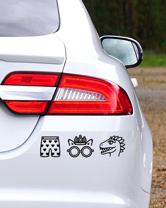Dungeon Crawler Carl Black Car Decals – Heart Boxers, Donut & Mongo