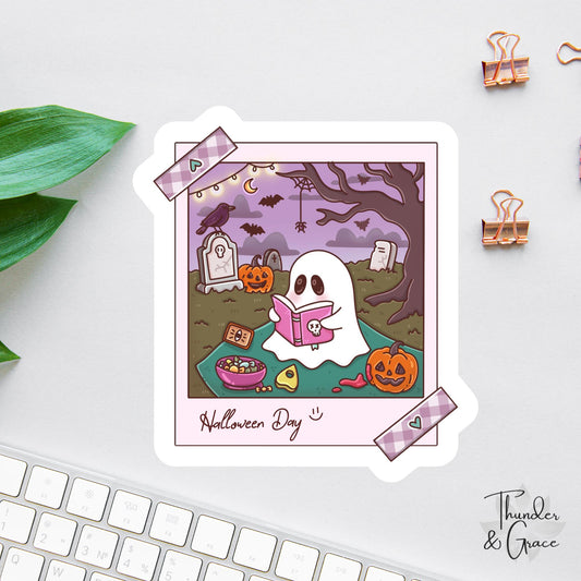 Halloween Ghost Reading sticker