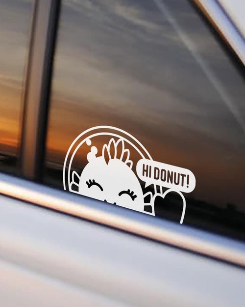 Zev White Window Decal – Hi Donut