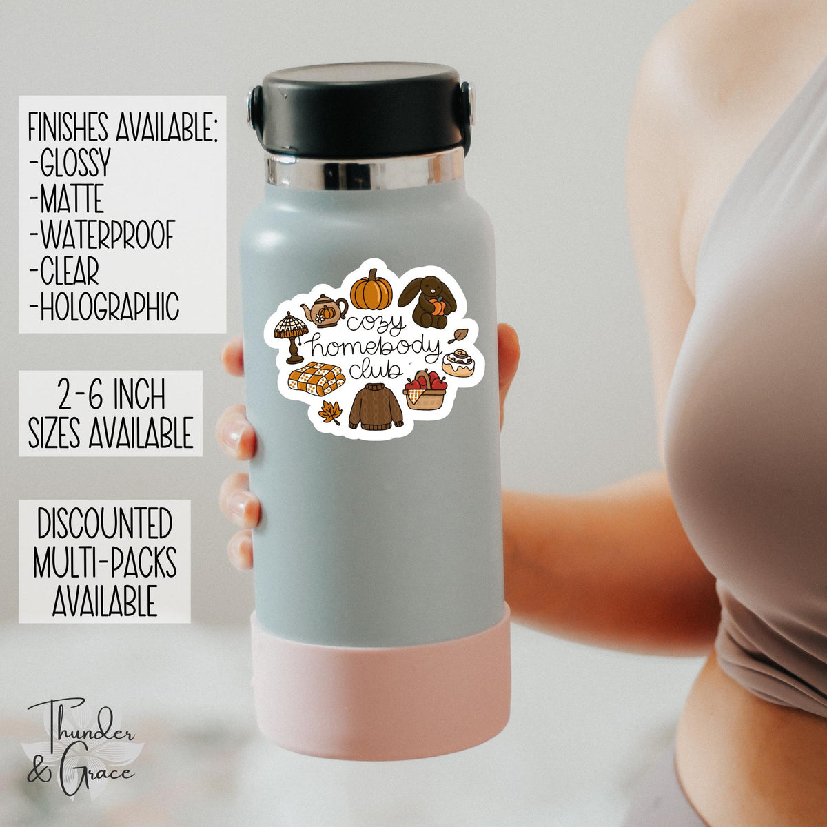 Cozy Homebody Club sticker, lover of cancelled plans and pumpkin spice – view 2