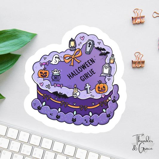 Spooky Halloween Girlie Cake sticker, coquette ghost