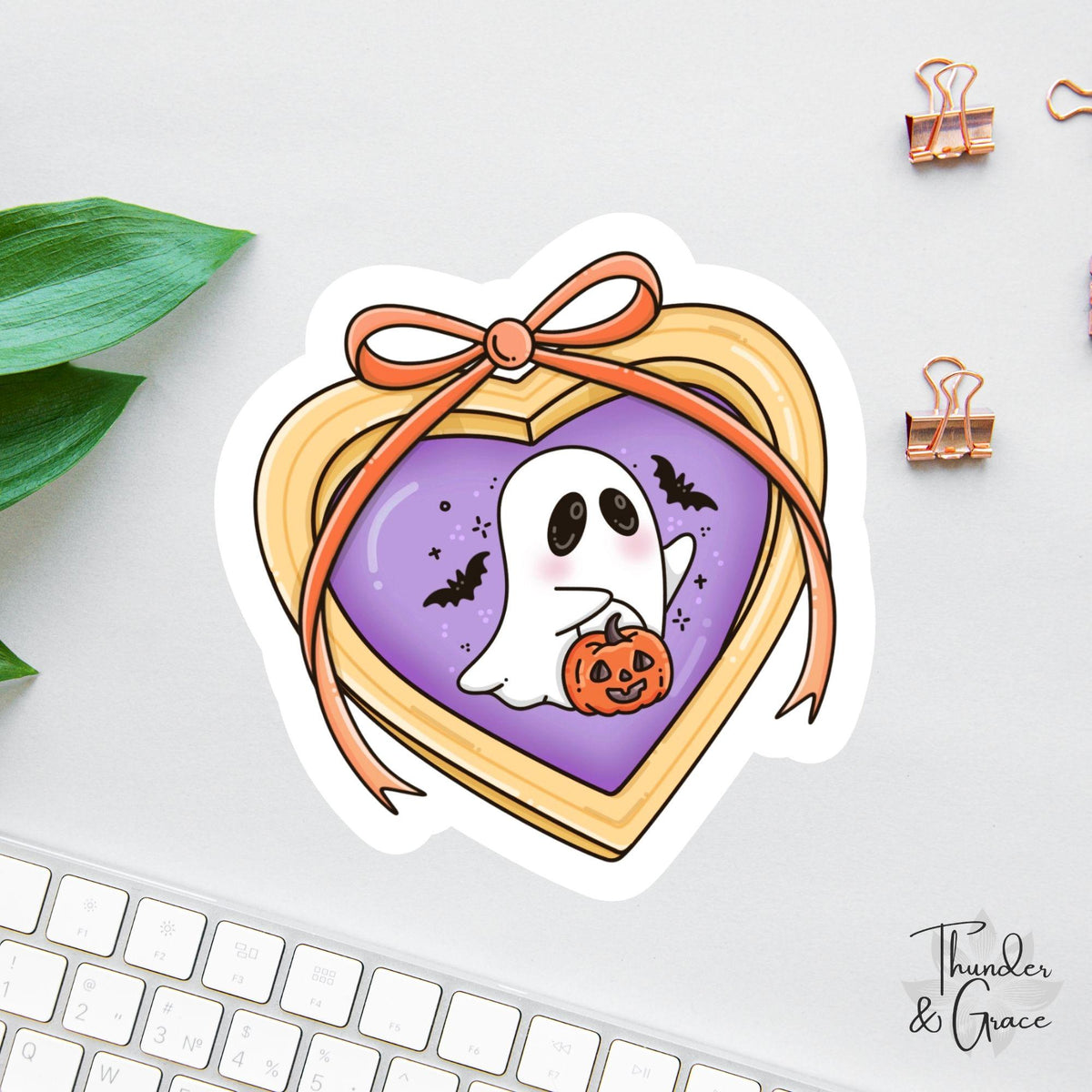 Spooky Halloween Girlie Coquette Ghost sticker, just waiting for halloween