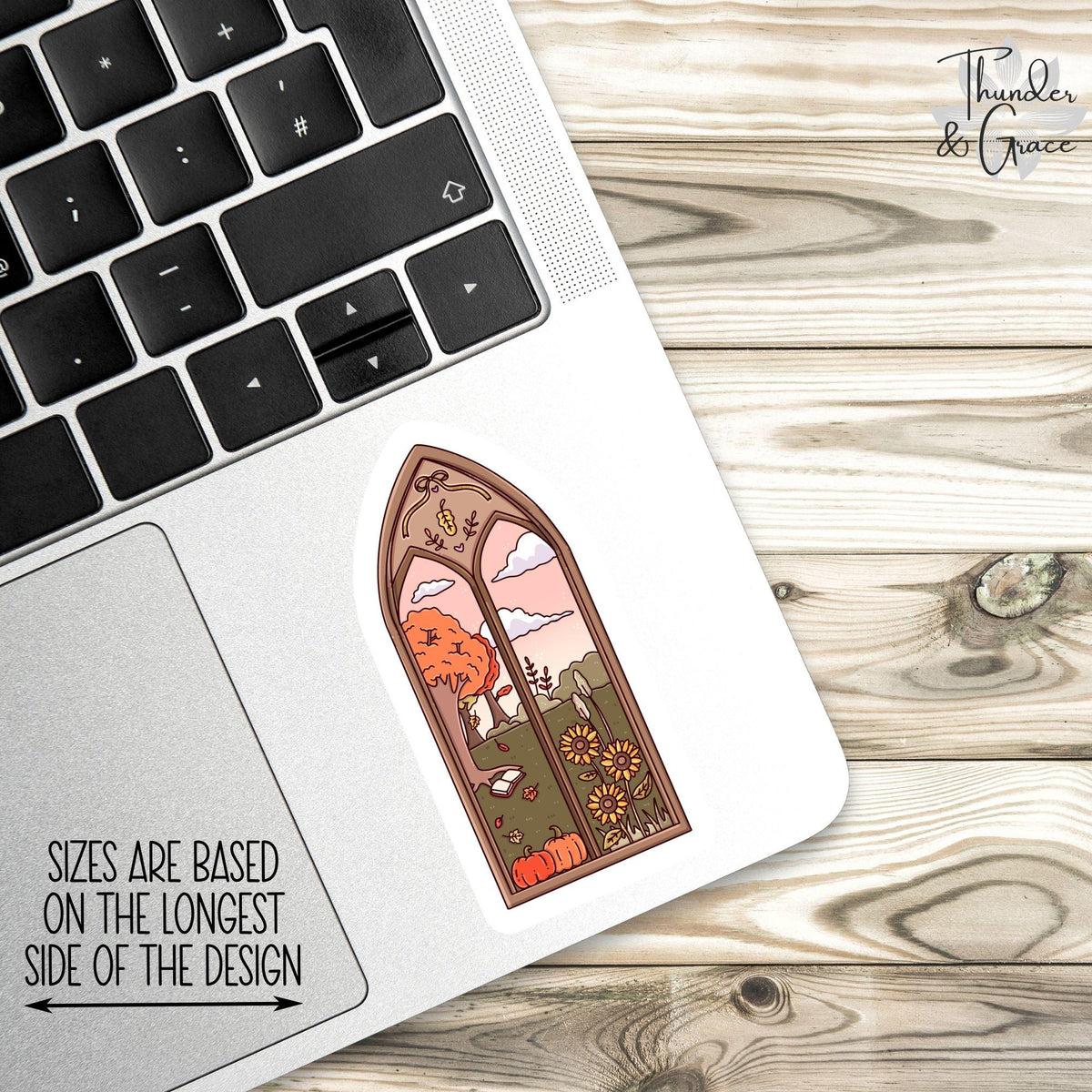 Fall Bookish window decal, books & coffee lover – view 3