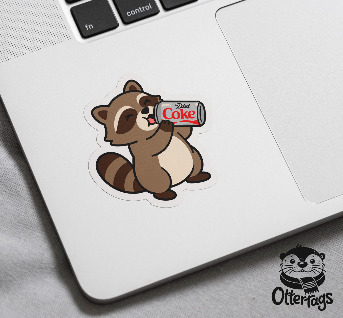 Diet Soda Raccoon sticker, funny raccoon drinking soda – view 3