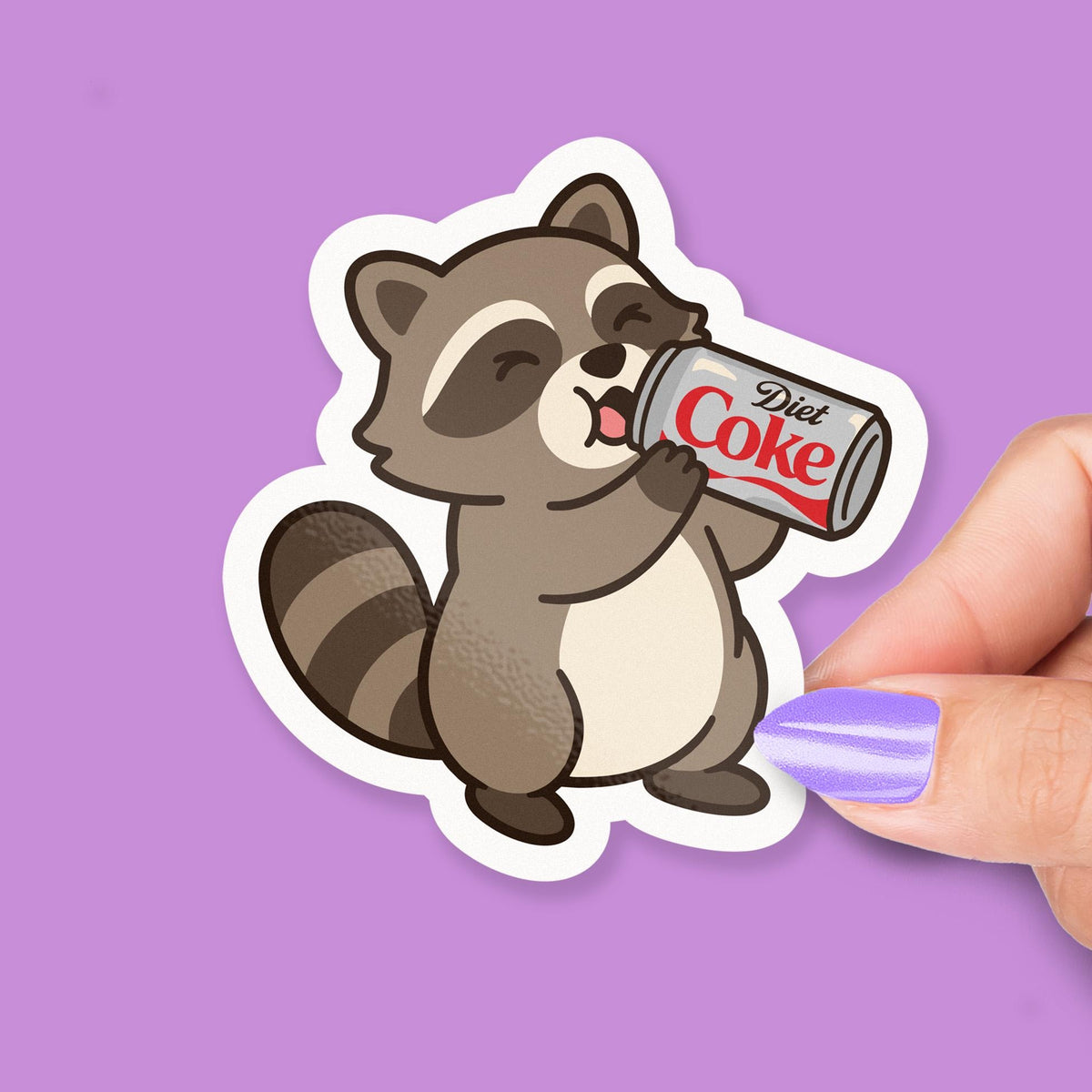 Diet Soda Raccoon sticker, funny raccoon drinking soda