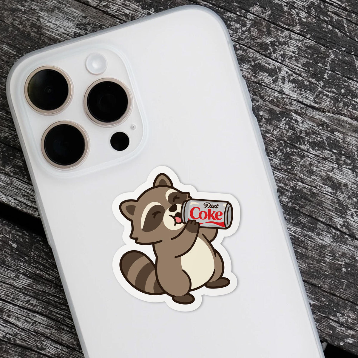 Diet Soda Raccoon sticker, funny raccoon drinking soda – view 4