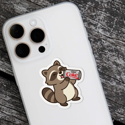 Diet Soda Raccoon sticker, funny raccoon drinking soda – view 4