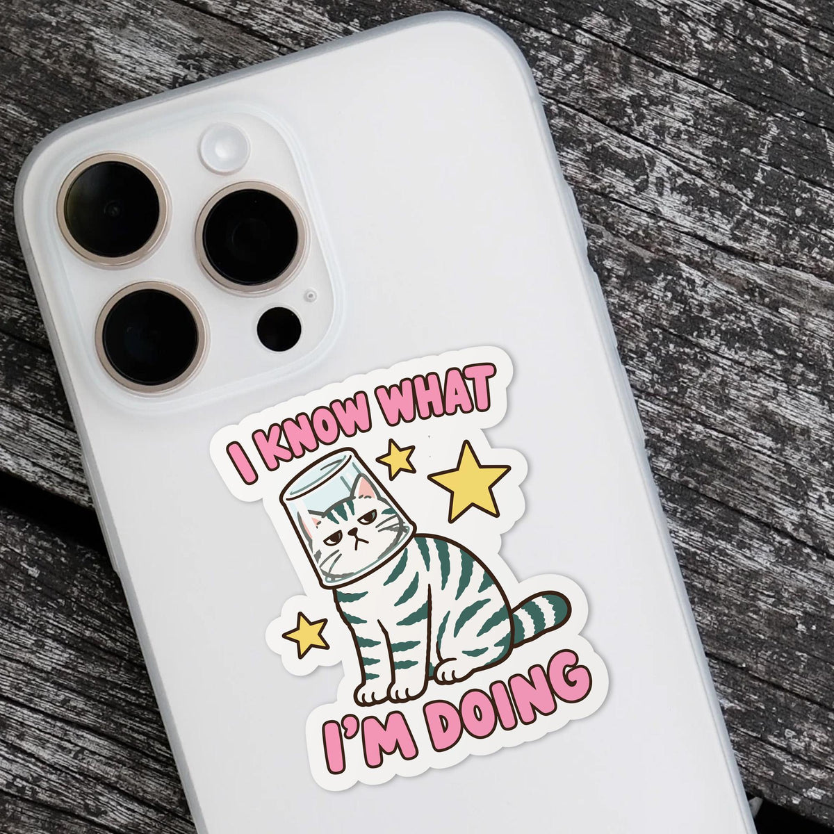 I Know What I’m Doing Cat sticker, sarcastic cat humor – view 4
