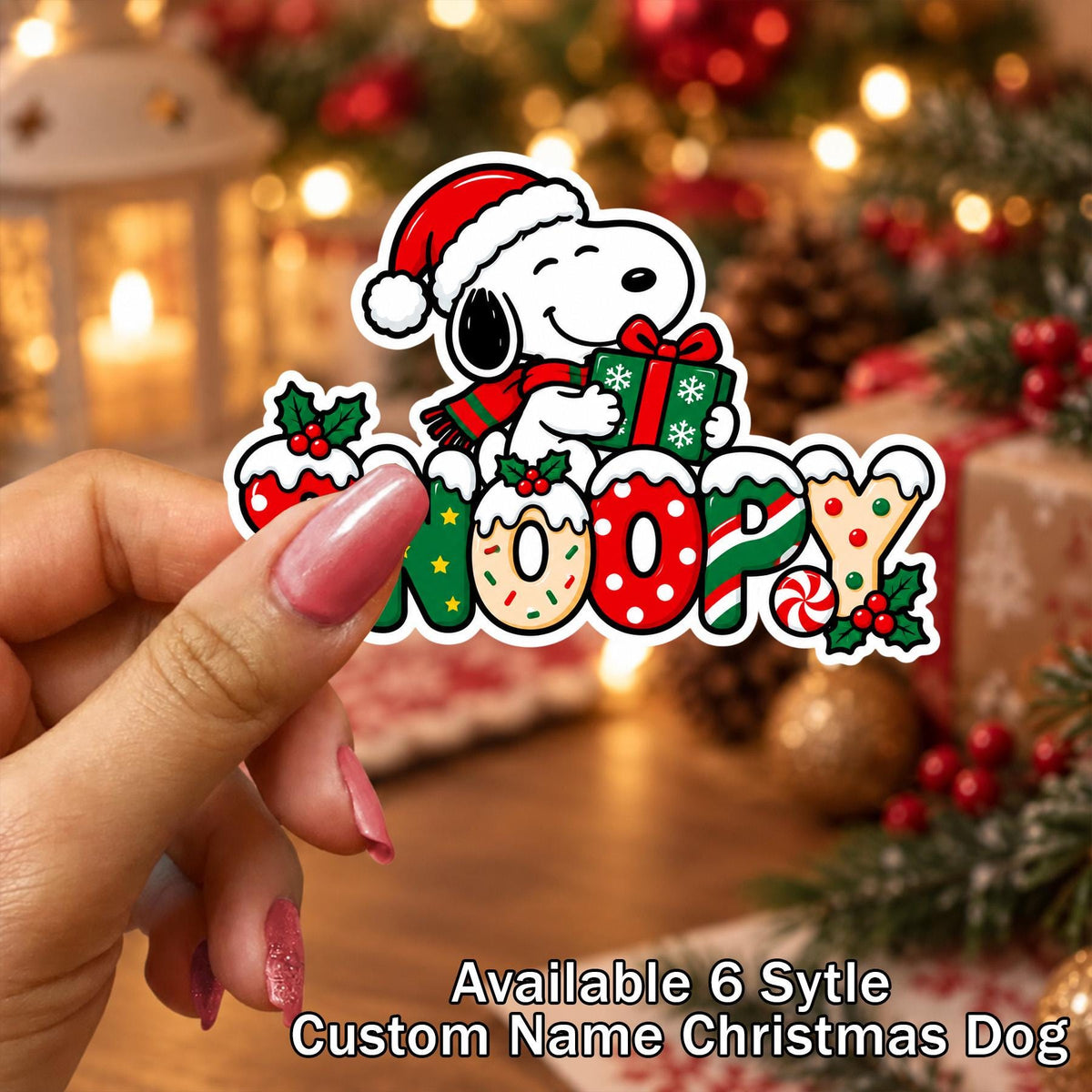 Personalized Christmas Puppy Name Sticker