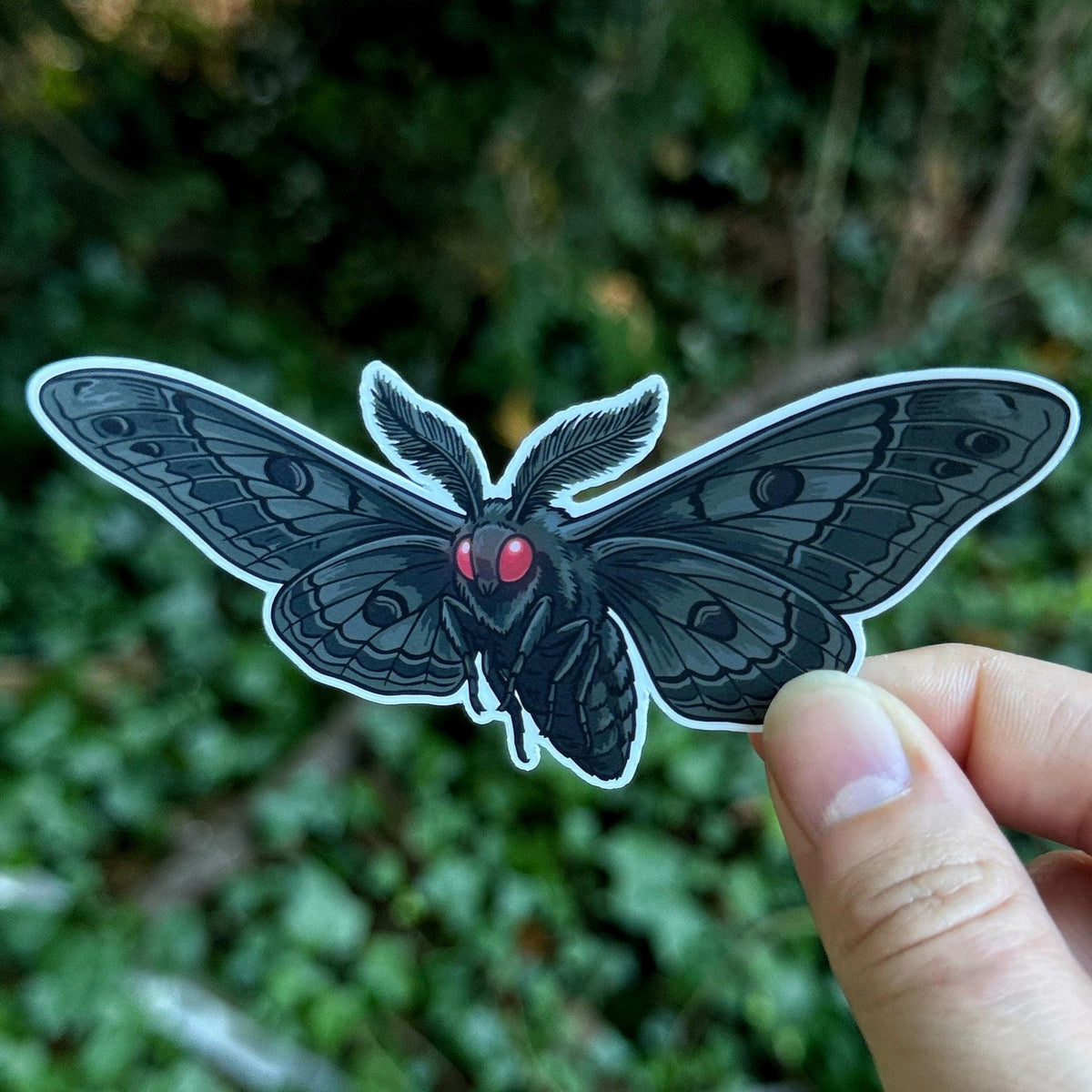 Mothman sticker, weird moth creature
