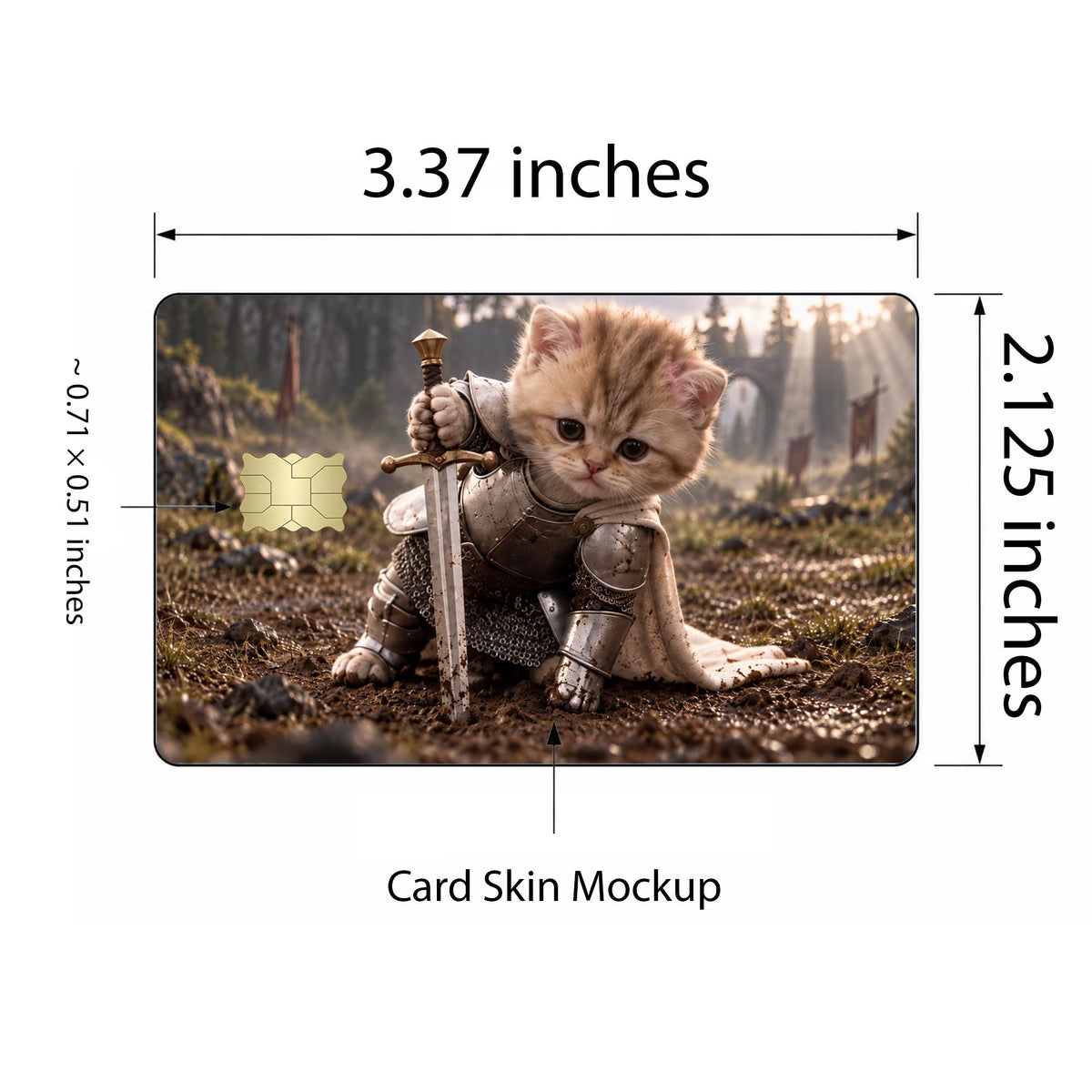 Cute Cat Knight Card Skin – Warrior Kitten Design 2 – view 3