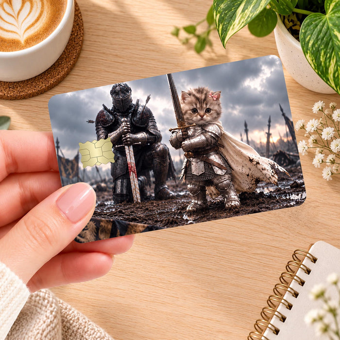 Cute Cat Knight Card Skin – Warrior Kitten