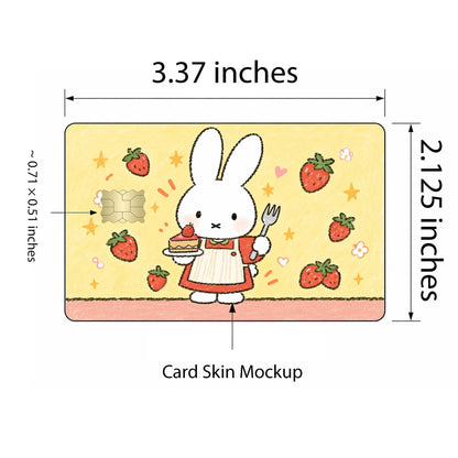 Kawaii Bunny Strawberry Cake Card Skin – view 3