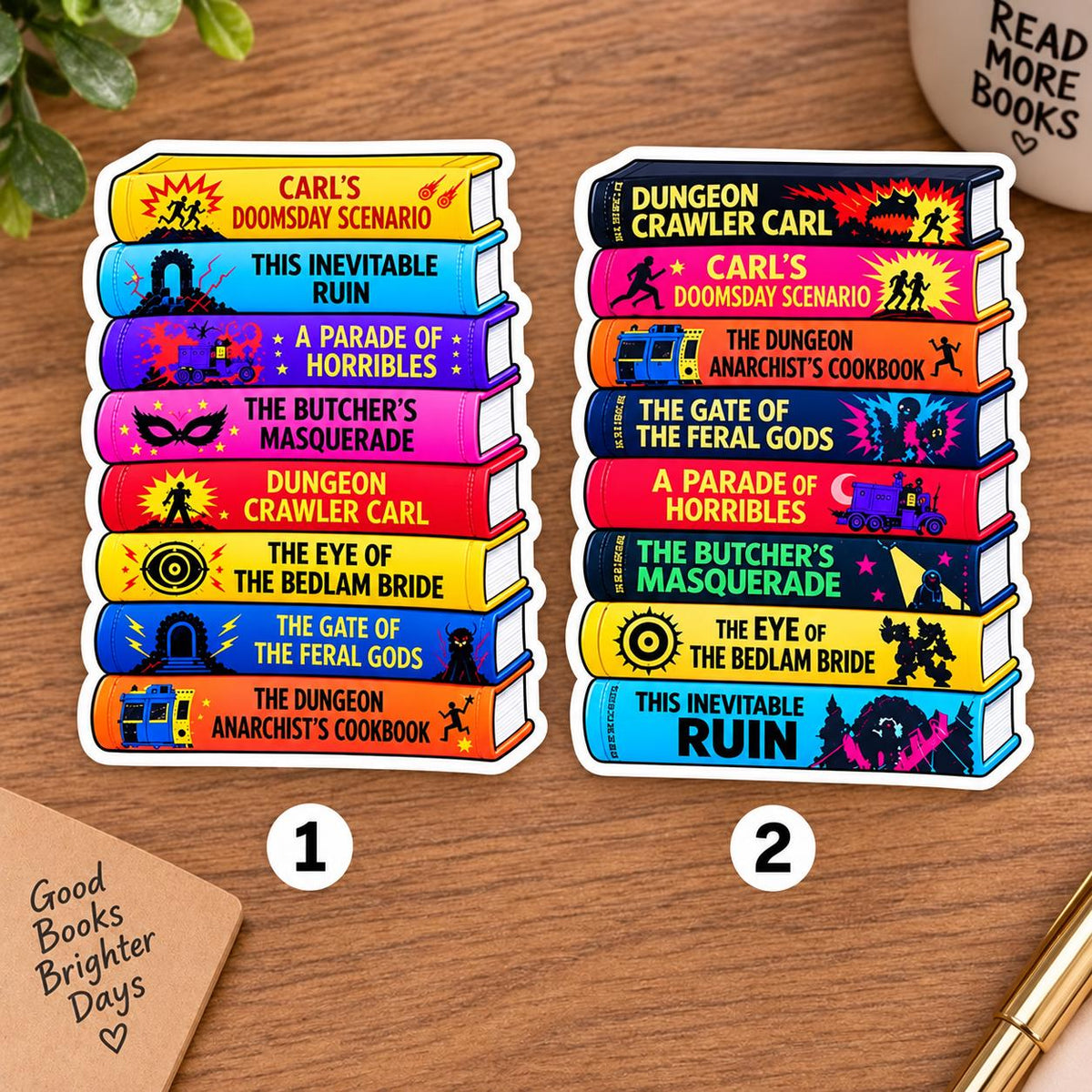 Dungeon Crawler Carl Book Stack Sticker – LitRPG Fantasy