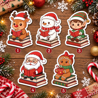 Cute Christmas Reading Stickers – Holiday Book Lover Set 3