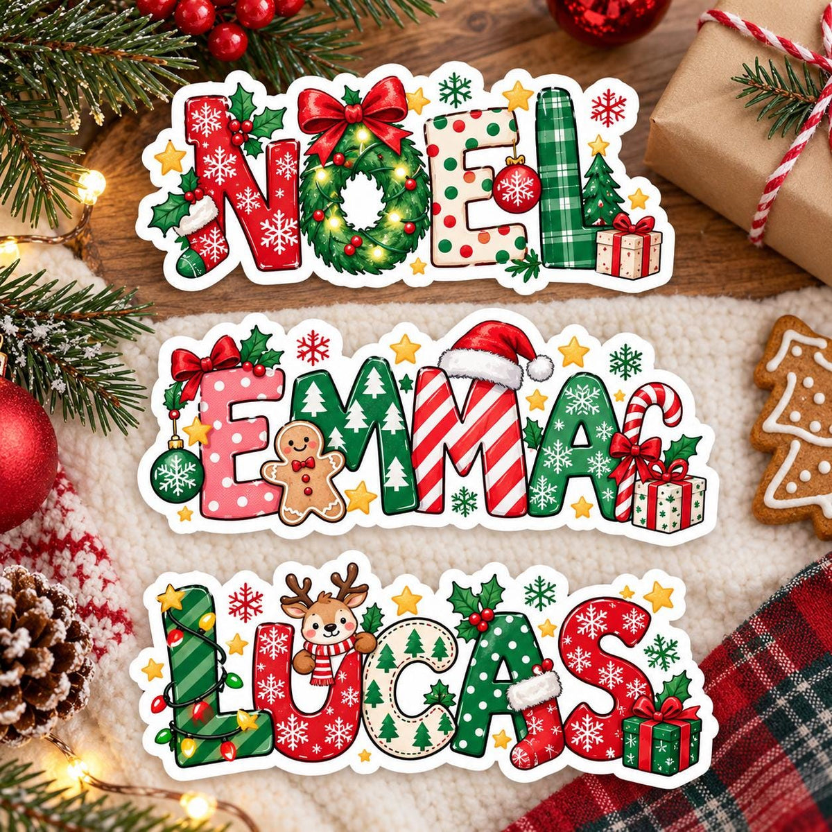 Personalized Christmas Name Gift Label Stickers – view 2