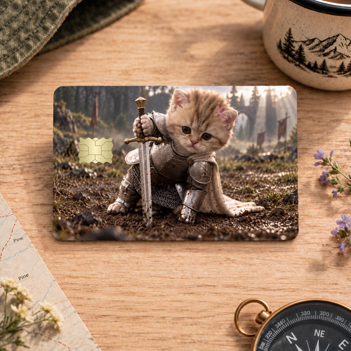 Cute Cat Knight Card Skin – Warrior Kitten Design 2