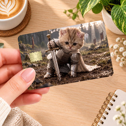 Cute Cat Knight Card Skin – Warrior Kitten Design 2 – view 2