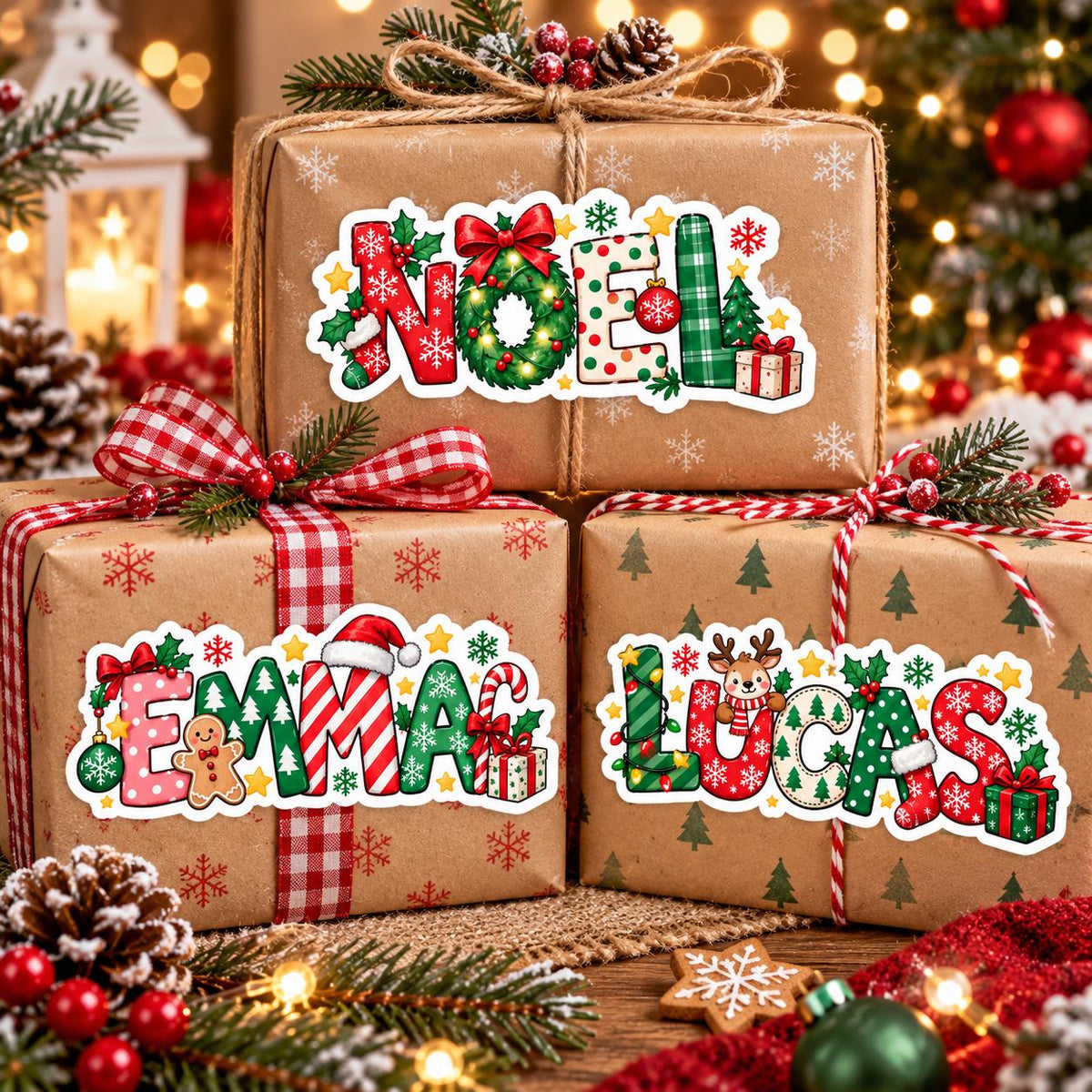 Personalized Christmas Name Gift Label Stickers