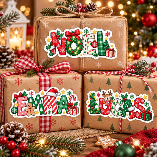 Personalized Christmas Name Gift Label Stickers